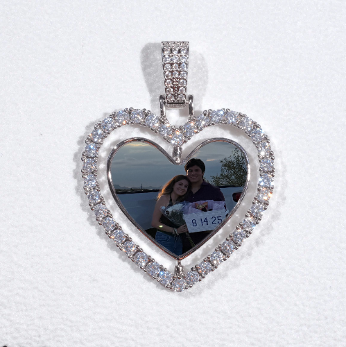 3D Spinning 2-Faced Heart Custom Picture Pendant