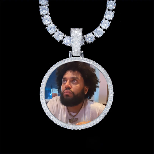 925S & VVS Moissanite 3D Circle Custom Picture Pendant