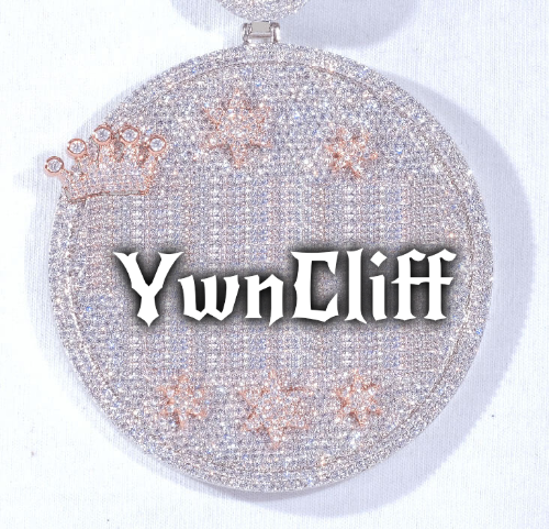 CUSTOM LETTER NECKLACE 3D BIG CROWN DISC