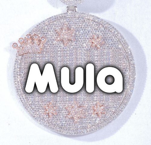CUSTOM LETTER NECKLACE 3D BIG CROWN DISC