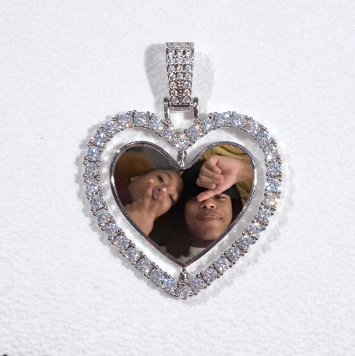 3D Spinning 2-Faced Heart Custom Picture Pendant