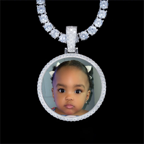 925S & VVS Moissanite 3D Circle Custom Picture Pendant