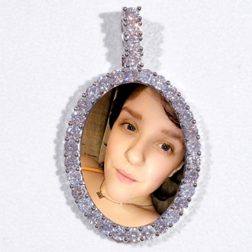 Large 3D Oval Custom Picture Pendant