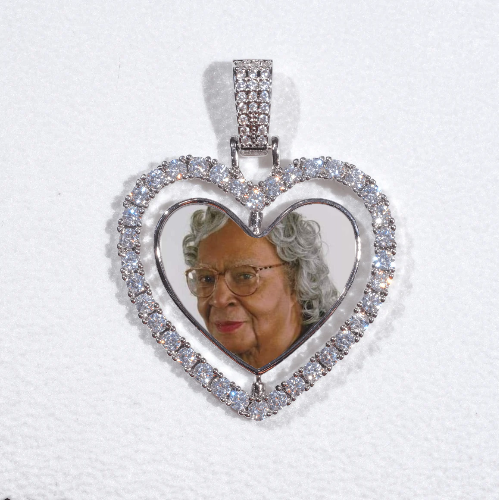 3D Spinning 2-Faced Heart Custom Picture Pendant
