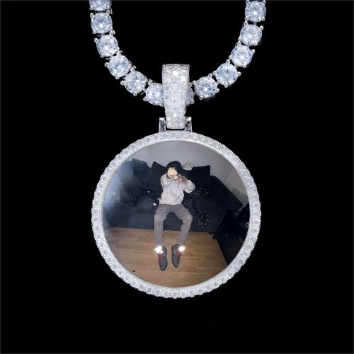 925S & VVS Moissanite 3D Circle Custom Picture Pendant