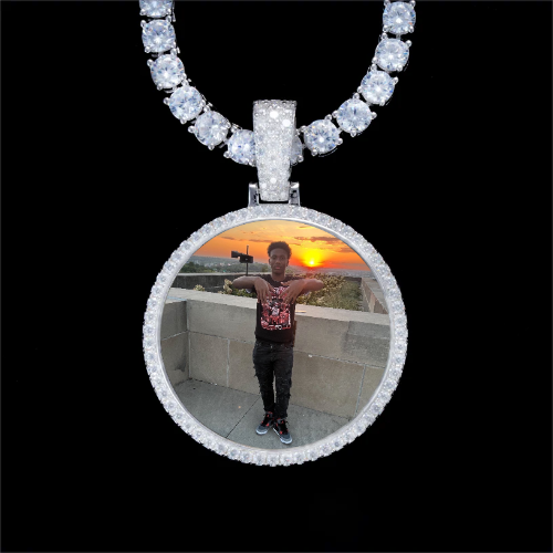925S & VVS Moissanite 3D Circle Custom Picture Pendant