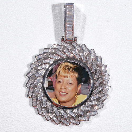 Large 3D Baguette Custom Picture Pendant