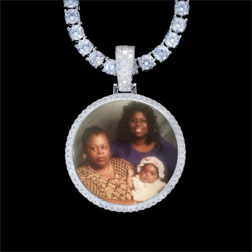 925S & VVS Moissanite 3D Circle Custom Picture Pendant