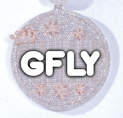 CUSTOM LETTER NECKLACE 3D BIG CROWN DISC