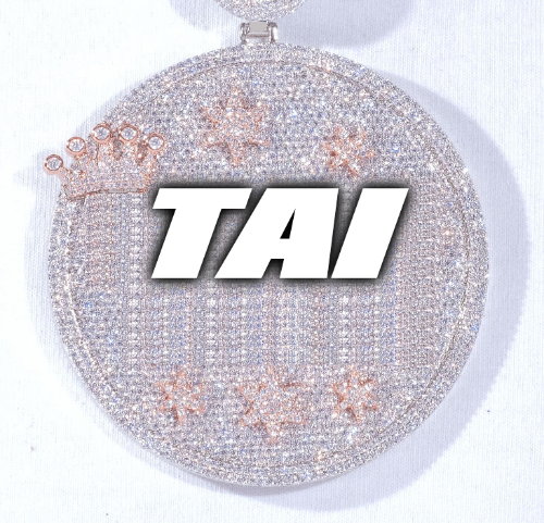 CUSTOM LETTER NECKLACE 3D BIG CROWN DISC