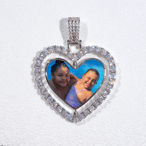 3D Spinning 2-Faced Heart Custom Picture Pendant