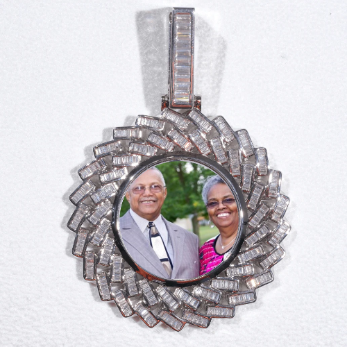 Large 3D Baguette Custom Picture Pendant