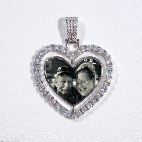 3D Spinning 2-Faced Heart Custom Picture Pendant