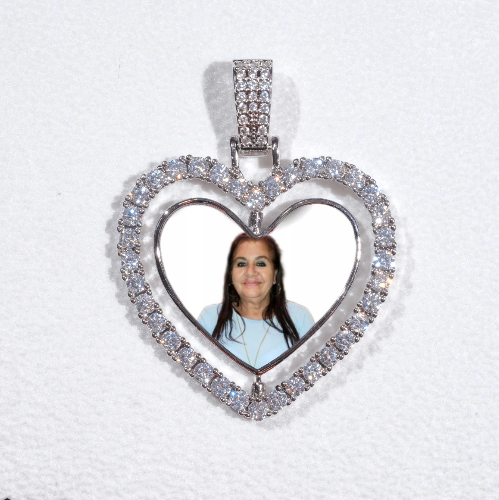 3D Spinning 2-Faced Heart Custom Picture Pendant