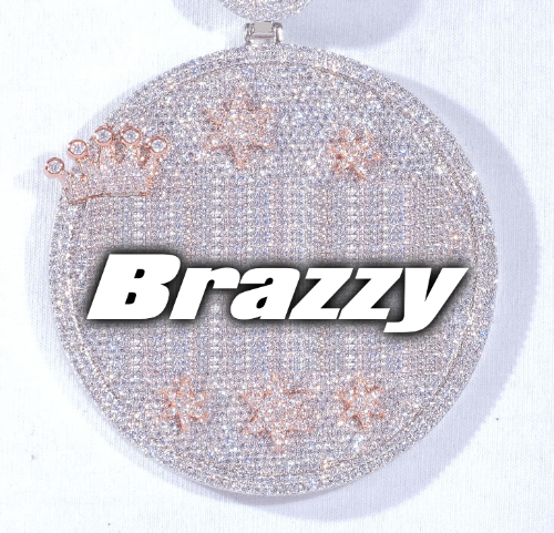 CUSTOM LETTER NECKLACE 3D BIG CROWN DISC