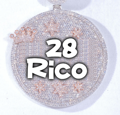 CUSTOM LETTER NECKLACE 3D BIG CROWN DISC