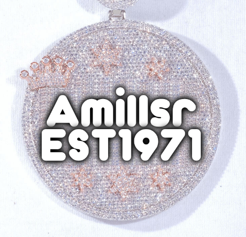 CUSTOM LETTER NECKLACE 3D BIG CROWN DISC