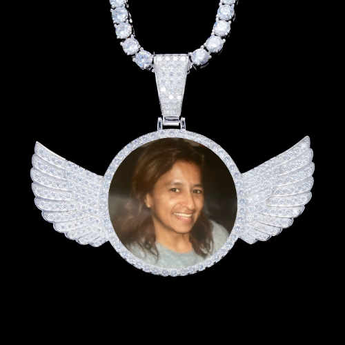 925S & VVS Moissanite 3D Wing Custom Picture Pendant
