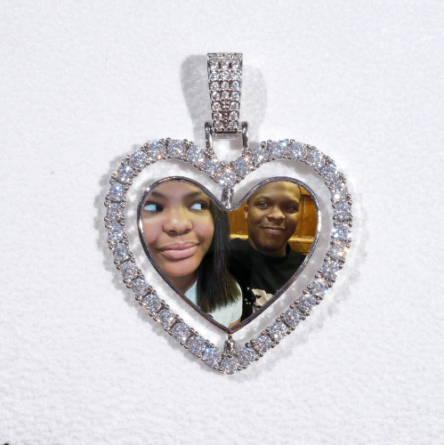 3D Spinning 2-Faced Heart Custom Picture Pendant