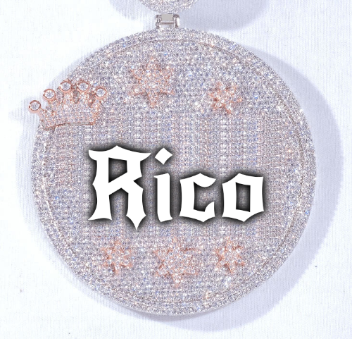 CUSTOM LETTER NECKLACE 3D BIG CROWN DISC