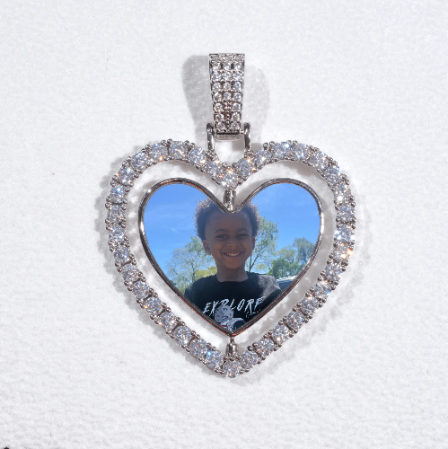 3D Spinning 2-Faced Heart Custom Picture Pendant