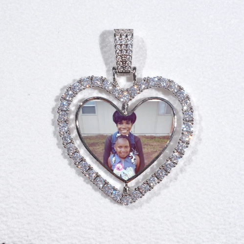 3D Spinning 2-Faced Heart Custom Picture Pendant