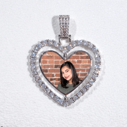 3D Spinning 2-Faced Heart Custom Picture Pendant