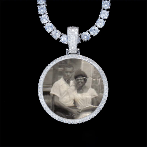 925S & VVS Moissanite 3D Circle Custom Picture Pendant