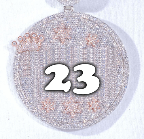 CUSTOM LETTER NECKLACE 3D BIG CROWN DISC