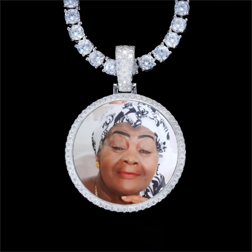 925S & VVS Moissanite 3D Circle Custom Picture Pendant
