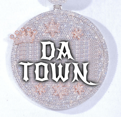 CUSTOM LETTER NECKLACE 3D BIG CROWN DISC
