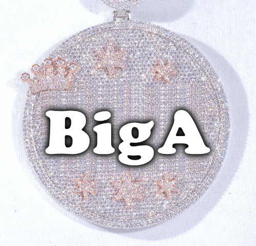 CUSTOM LETTER NECKLACE 3D BIG CROWN DISC