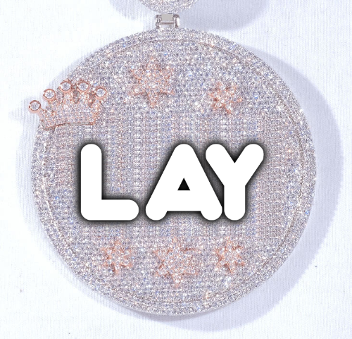 CUSTOM LETTER NECKLACE 3D BIG CROWN DISC