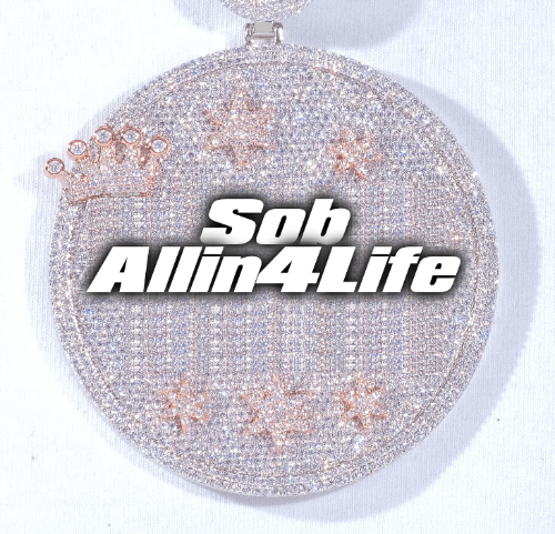 CUSTOM LETTER NECKLACE 3D BIG CROWN DISC