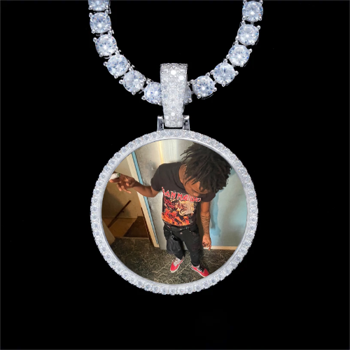 925S & VVS Moissanite 3D Circle Custom Picture Pendant