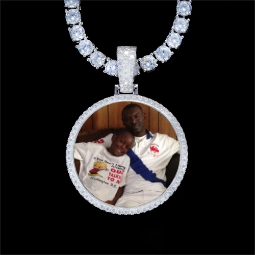 925S & VVS Moissanite 3D Circle Custom Picture Pendant