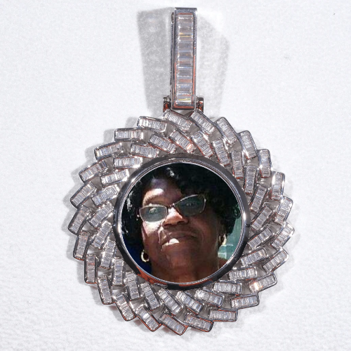 Large 3D Baguette Custom Picture Pendant