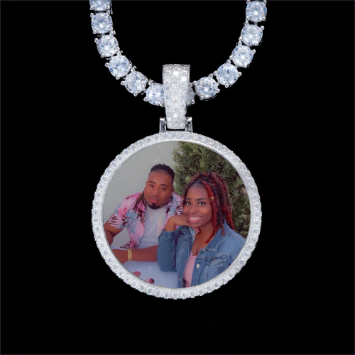 925S & VVS Moissanite 3D Circle Custom Picture Pendant
