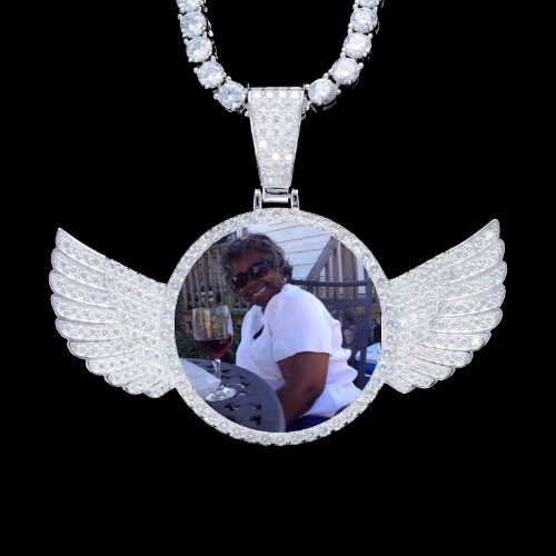 925S & VVS Moissanite 3D Wing Custom Picture Pendant