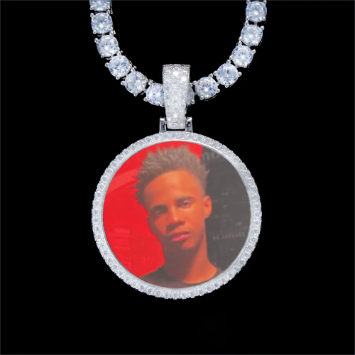 925S & VVS Moissanite 3D Circle Custom Picture Pendant