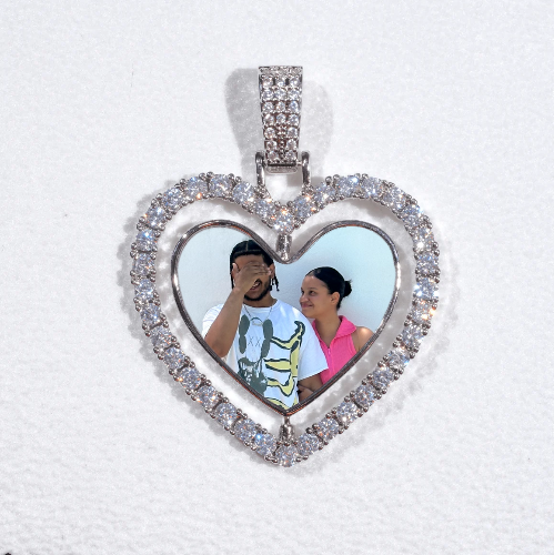 3D Spinning 2-Faced Heart Custom Picture Pendant