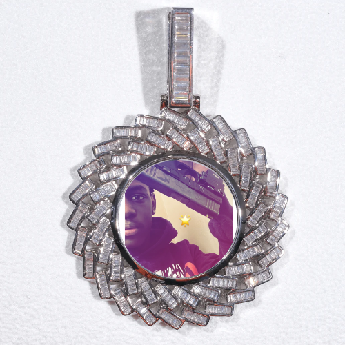 Large 3D Baguette Custom Picture Pendant