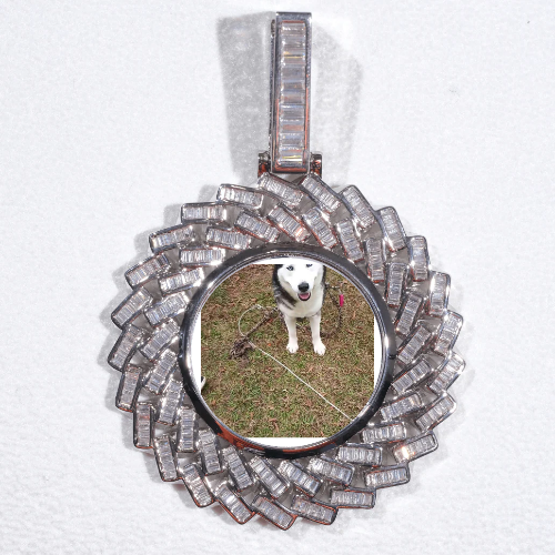 Large 3D Baguette Custom Picture Pendant
