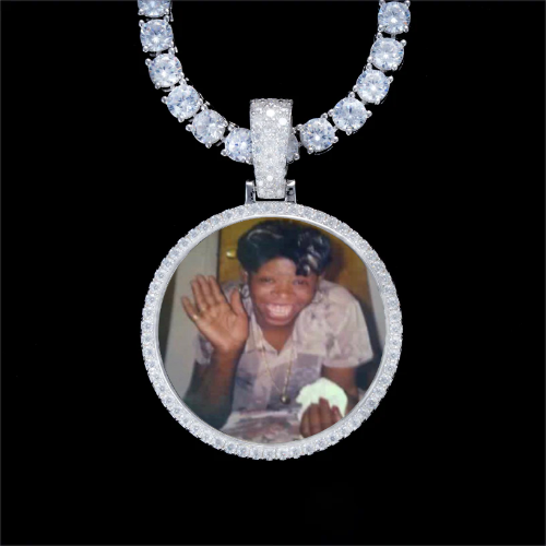 925S & VVS Moissanite 3D Circle Custom Picture Pendant