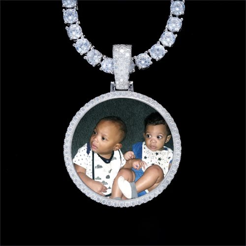 925S & VVS Moissanite 3D Circle Custom Picture Pendant