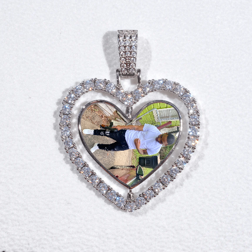 3D Spinning 2-Faced Heart Custom Picture Pendant