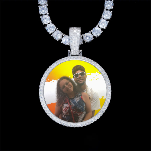 925S & VVS Moissanite 3D Circle Custom Picture Pendant