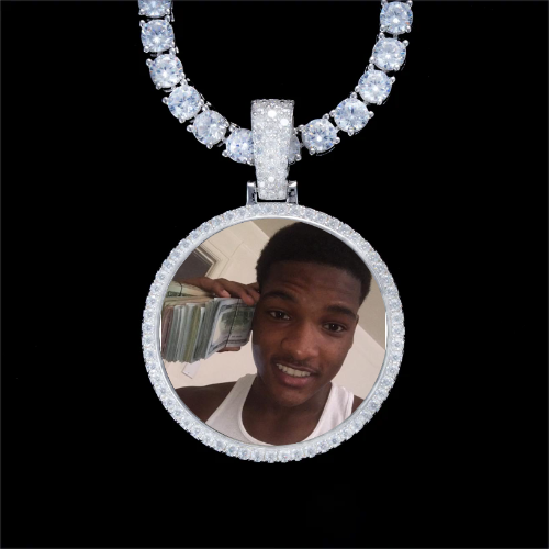925S & VVS Moissanite 3D Circle Custom Picture Pendant