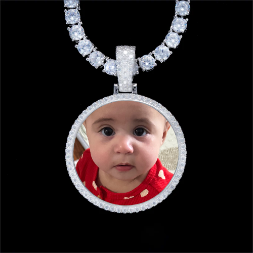 925S & VVS Moissanite 3D Circle Custom Picture Pendant