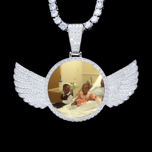 925S & VVS Moissanite 3D Wing Custom Picture Pendant